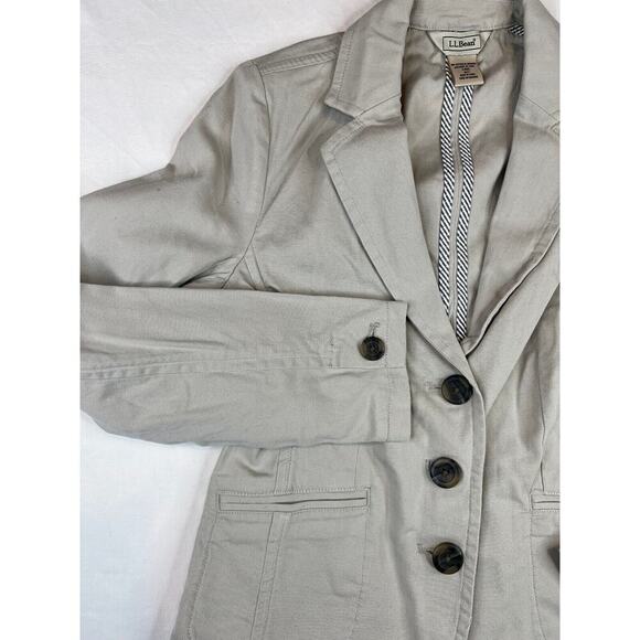 LL Bean Blazer Womens Size 4 Tan Khaki Button Jacket Workwear Dresswear Career - Picture 7 of 10